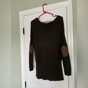 Green oversized sweater with elbow patches